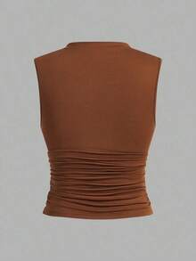3 piezas Tops sin mangas plisados, tops sin mangas casuales de cuello plano para mujer, gran valor en paquete de 3, para el verano - Multicolor 3 - Ver 7