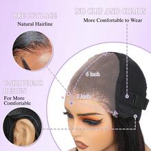 Bob Wig Human Hair Glueless Wigs Human Hair Pre Plucked Pre Cut Yaki Straight Human Hair Wig 180% Density 9x6 HD Lace Front Wigs For Black Women 14Inch - Natural Color 9x6 Glueless Yaki Straight Bob Wig - View 7