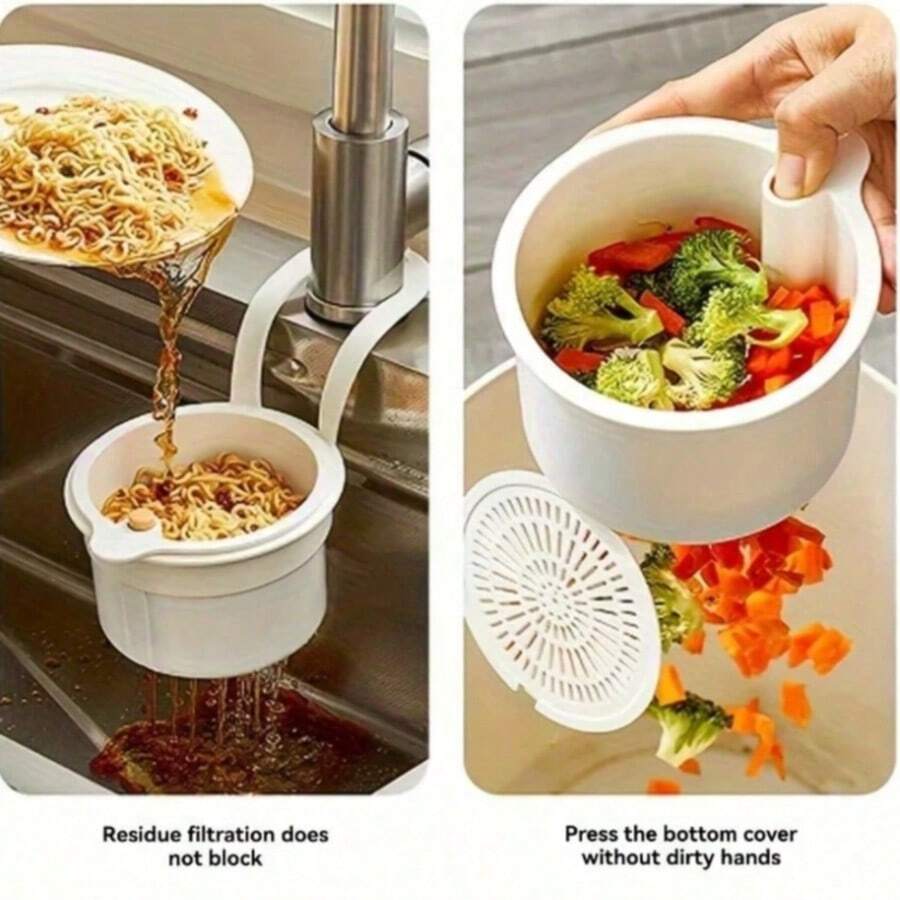 1pc Faucet Filter Basket, Hanging Kitchen Multifunctional Sink Filter With Handle, Plastic Drainage Basket For Vegetable, Fruit, And Food Cleaning - One Size Fits All - View 1