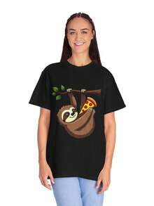 Funny other Pizza T1S1Hirt, Lazy Animal T1EE - Negro - Ver 2
