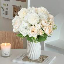 1PC Artificial Peony Flower, Mixed Bouquet, Suitable For Weddings, Home Decoration, Party Decoration, Dining Table Decoration - White - View 2