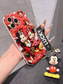 This Disney Mickey Mouse Lanyard Phone Case Is Fully Covered In TPU Material. It's Shockproof, Lightweight, And Compatible With IPhone17/16/11/13/15/15 Plus/15 Pro/15 Pro Max/12/14 Pro Max/11 Pro Max/12 Pro/12 Pro Max/13. This Phone Case Makes A Popular Birthday Gift Or Business Gift; It's Durable, Stain- And Fingerprint Resistant, And Suitable For Both Men And Women. The Set Also Includes A Mickey Mouse Phone Case And A Mickey Mouse Plush Bracelet. It's A Perfect Gift For Friends And Family. This Stylish Phone Case Is Fun, Lightweight, And Durable. IPhone17 Pro Max Phone Case, Minnie Mouse Phone Case. - 白色 - 查看 4
