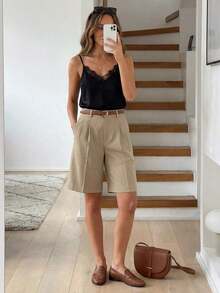 Top Camisola Con Patchwork De Encaje - Negro - Ver 2