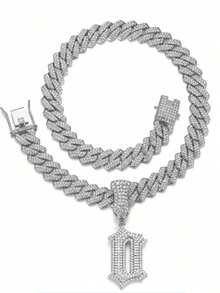 1 Pcs Funky Letter Pendant Necklace Set, Link Chain Hip Hop Jewelry, Perfect Gift For Women And Boys Women Girls Light Luxury High-End Dainty Delicate Pendant Necklace & Light Luxury Choker, Niche Design & Minimalist High-End Style, Sweet Girlish & Gentle Temperament, Shiny Eye-Catching & Texture-Rich, Slim & Versatile & Slimming, Delicate & Exquisite & Thin, Suitable For Daily Commute, Dating Outfits, Dinner Party, Workplace Business, Girlfriends Gathering, Wedding Bridesmaid, Vacation Photography, Street Shooting Styling, Holiday Gift Giving, Light Luxury Street Outings, Annual Party Gala, Casual Daily Wear, Engagement & Spring Summer Outfits, Skin Friendly & Soft Breathable - Bạc - Xem 26