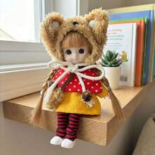 1pc 16cm Cute Posable Fashion Doll, Detachable & Interchangeable Clothes, Shoes & Accessories, Movable Joints, Expressive Plush Doll, Soft Doll Outfit, Creative Birthday Holiday Gift For Girls, Room Decor, Stress Relief Collectible Art Doll, DIY Dress-Up Toy - Multicolor - View 7