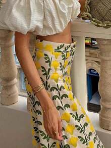 Falda bohemia para mujer con estampado floral diminuto, versátil, elegante y sexy, ideal para el estilo casual de la calle y de vacaciones en la playa, primavera/verano 2026 - Multicolor - Ver 9