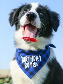 Babador Decorativo de Aniversário para Animais de Estimação Azul, Babador Babador de Cachorro, Bandana Lenço para Cachorro de Estimação - Azul - Visão 3