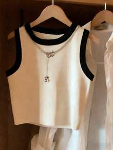 Camiseta de tirantes casual y versátil con cuello redondo y rayas para mujer - Multicolor 9 - Ver 3