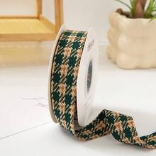 10 Yards/Roll 2.5cm Colorblock Striped Plaid Ribbon, DIY Hair Accessories Bow Craft Supplies, Gift Box, Hat, Bouquet Decoration - Houndstooth - View 13