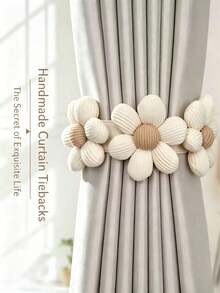 1/2pcs Adjustable 3-Flower Curtain Tiebacks, No-Drill Curtain Hooks And Fasteners, Durable And Easy To Clean, Curtain Tiebacks, Adjustable Curtain Ropes, Curtain Accessories, Suitable For Bedroom And Living Room Decor - Multicolor - View 11