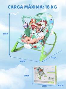 Multifunctional Baby Rocker With Mosquito Net, Music, Vibration, And Hanging Toys, Adjustable Backrest - Green - View 9