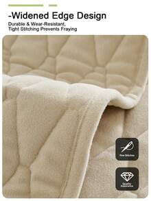 1pc Solid Color Plaid Pet Sleeping Mat, Suitable For Cats And Dogs. Stain-Resistant, Wear-Resistant, Non-Slip, Not Easy To Shift. Machine Washable Pet Sofa Protector Pad, Suitable For Year-Round Use. - Beige - View 6