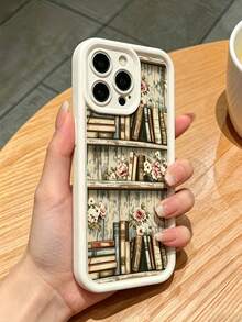 Funda de teléfono suave de color beige con estantería retro, protección antideslizante y antiimpactos, diseño de cojín minimalista y elegante, adecuada para iPhone 17/17 Pro/17 Pro Max/16/16 Pro/16 Pro Max/15/15 Pro/15 Pro Max/14/13/12/11, nueva cubierta protectora suave mate antiimpactos para parejas - Beis - Ver 4