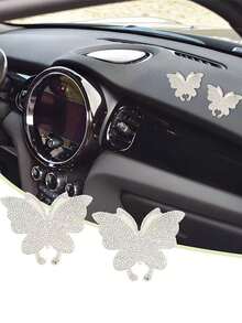 Rhinestone Butterfly Car Sticker, Self-Adhesive DIY Exquisite Pattern Rhinestone Sticker, Rhinestone Butterfly Car Decal, Interior And Exterior Car Sticker - A - View 12