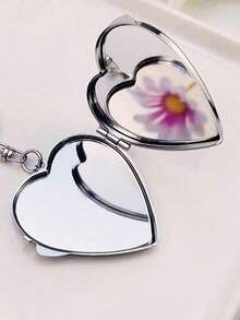 1pc Summer Fan Shaped Heart Mirror Pendant, Hawaiian Style Pendant, Fresh Fan Accessory, Portable Makeup Mirror Keychain, Summer Phone Charm, Car Hanging Decor, Bag Charm, Essential For Fashion Lovers, Suitable For Beach, Travel, Summer Vacation And Daily Life, Perfect Gift For Birthday, Travel, Party, Wedding, Holiday - Multicolor - View 8