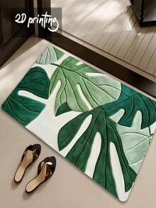 1pc Tropical Style Leaf Shaped Door Mat, Bathroom Floor Mat, Modern Home Decor Rug, Bathtub Side Mat - A - View 11