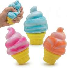 1 Ice Cream Squishy Toy – Ultra-Soft Slow-Rebound Stress-Relief Gadget, Cone-Shaped Sensory Stress-Relief Doll, Cute Dessert Squishy Ball (For Anxiety Relief), Party Favor - 橘子 - 查看 2
