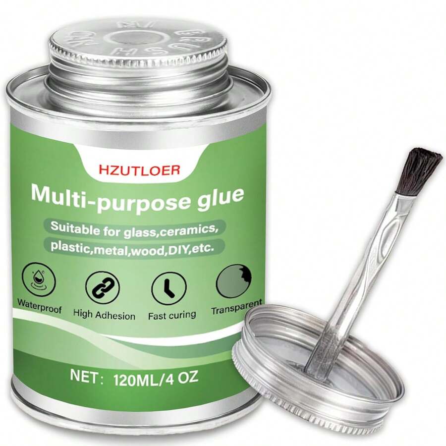 Hzutloer Multi-Purpose Super Glue | 4 Oz High Strength Clear Adhesive With Brush | For Rubber,PVC,Acrylic,Wood,Ceramics,Leather,Plastic | DIY Crafts - White - View 1