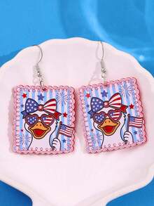 1 Pair Creative & Funny Unique Delicate Cute Cartoon Bow Tie Big Goose Acrylic Dangle Earrings, Suitable For Women's Daily Outfit, Holiday Party Jewelry - Multicolor - View 6