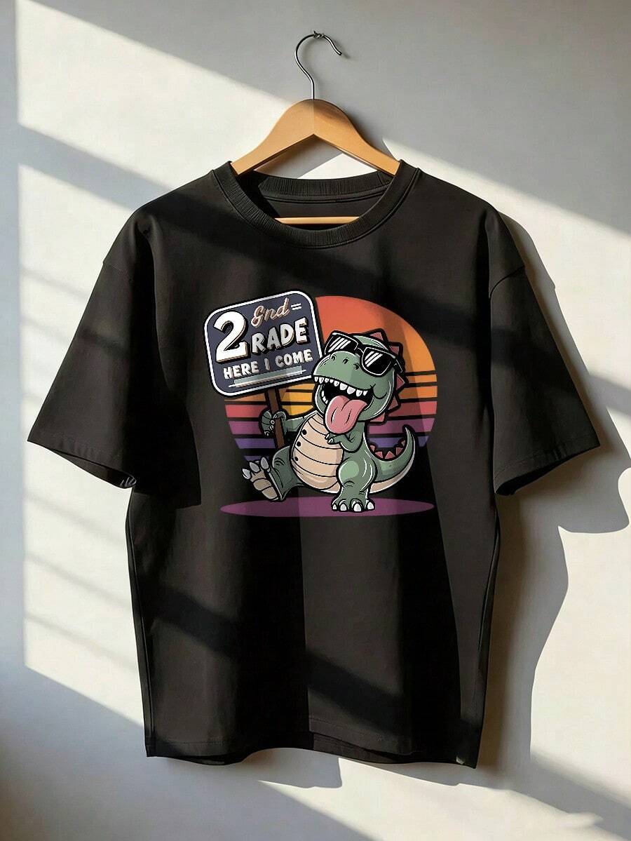 Camiseta de Manga Corta con Diseño Gráfico de los 80s Juvenil,Camiseta de manga corta de moda para primavera y verano de 2026, hecha en México, 180 gramos. Estampado de dibujos animados, modelo de pareja, apta para uso interior o exterior. Cuello redondo, unisex, ideal para oficina y ocio. Paquete de una pieza. - BK-P631577SLNDXZGY417 - Ver 1