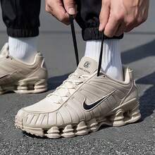 Nike Giày thể thao nam cổ thấp, thoải mái, nhẹ, có đệm khí, kiểu dáng thường ngày. - Màu be/Trắng - Xem 7