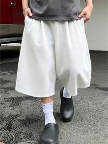 HEYKESON Men's Casual Knee-Length Shorts, Street Style For Summer - White - View 3