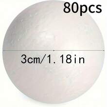 56/80顆 3cm/1.18in 白色聚苯乙烯泡沫球，適用於藝術、手工、學校專案、派對裝飾、繪畫DIY、婚禮裝飾、聖誕節、萬聖節、新年、生日、居家裝飾、節慶派對，多種尺寸 - 多色 - 查看 10