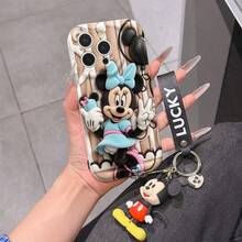 This Disney Mickey Mouse Lanyard Phone Case Is Fully Covered In TPU Material. It's Shockproof, Lightweight, And Compatible With IPhone17/16/11/13/15/15 Plus/15 Pro/15 Pro Max/12/14 Pro Max/11 Pro Max/12 Pro/12 Pro Max/13. This Phone Case Makes A Popular Birthday Gift Or Business Gift; It's Durable, Stain- And Fingerprint Resistant, And Suitable For Both Men And Women. The Set Also Includes A Mickey Mouse Phone Case And A Mickey Mouse Plush Bracelet. It's A Perfect Gift For Friends And Family. This Stylish Phone Case Is Fun, Lightweight, And Durable. IPhone17 Pro Max Phone Case, Minnie Mouse Phone Case. - 白色 - 查看 6