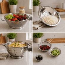 6-Piece Set: Rice Strainer + Pasta Strainer + Mesh Strainer + 3 Stainless Steel Sieves - Pasta Strainer - View 4