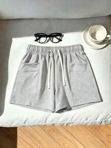 女士新款户外休闲超短裤，女士运动服。正面大口袋设计，适合日常通勤、健身、跑步、户外活动、健身房、海滩等多种场合。送给女朋友的完美礼物。 - 灰色 - 查看 5