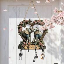 1pc Colorful Wooden House Shaped Key Holder Rack, Flat Design Decor For Living Room, Entryway, Office, Hotel, Practical Key Hook And Home Decor - Multicolor - View 6