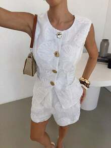 Traje elegante de oficina para mujer en amarillo claro/crema - Blanco - Ver 8