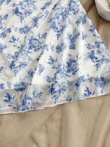 Vestido de Verano con Cuello Halter de Malla Floral Azul y Blanco para Mujer, Vestidos de Verano para Mujer, Vestidos Pastel para Mujer - Rojo cereza - Ver 11