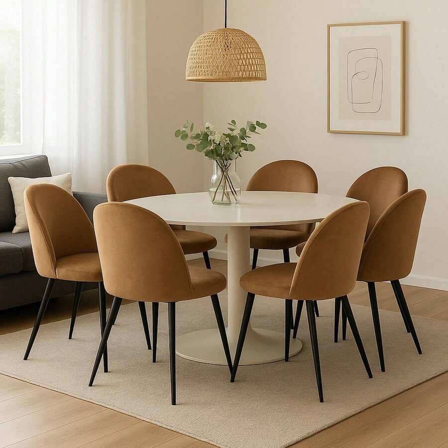 Dmora Achito - Sedia, Nero, 6 Sedie - Beige - Visualizzare 1