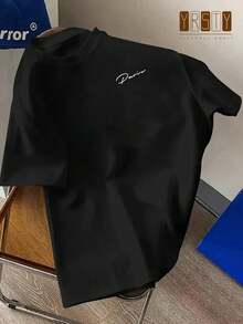 Camiseta casual de manga corta y cuello redondo para hombre con elegante estampado de la letra "D" - Transpirable y cómoda para primavera/verano/otoño - Ropa casual perfecta o regalo - Blanco - Ver 6