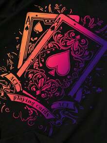 Camiseta de Manga Corta para Hombre con Estampado de Cartas de Póker, Camiseta Casual para Juegos de Azar, Camiseta con Diseño de As de Espadas - Azul bebé 2 - Ver 3
