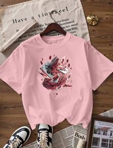 Short-Sleeve T-Shirt With A Dynamic And Modern Design. Fashionable Short-Sleeve T-Shirt For Spring And Summer 2026, Made In Mexico, 180 Grams. Cartoon Print, Couple Design, Suitable For Indoor Or Outdoor Wear. Crew Neck, Unisex, Ideal For The Office And Leisure. One-Piece Pack. - PK-P631577SLNDXZGY433 - 查看 4