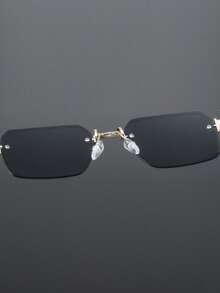 1pc Retro Solid Color Frameless Fashion Glasses, Unisex High-End Personalized Metal Rimless Glasses, Suitable For Vacation, Travel, Street Photography, Hiking, Party, Music Festival, And Ideal Gift - Multicolor - View 9