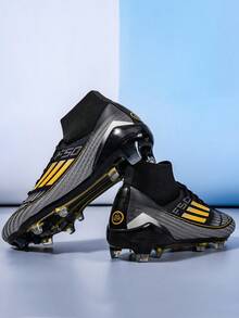 Adult Unisex High-Top AG/FG Cleats, Lightweight Professional Training Grass Field Outdoor Sports Shoes, Suitable For Teenagers - Grey - View 2