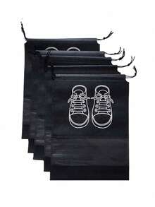 1pc/5pcs/10pcs Disposable Non-Woven Anti-Yellow Bag Solid Color Shoe Bag Black Dustproof Shoe Covers Shoe Storage Bags,Travel Shoe Packing Shoe Bags - 黑色 - 查看 1