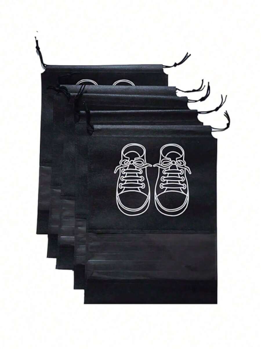 1pc/5pcs/10pcs Disposable Non-Woven Anti-Yellow Bag Solid Color Shoe Bag Black Dustproof Shoe Covers Shoe Storage Bags,Travel Shoe Packing Shoe Bags - 黑色 - 查看 1