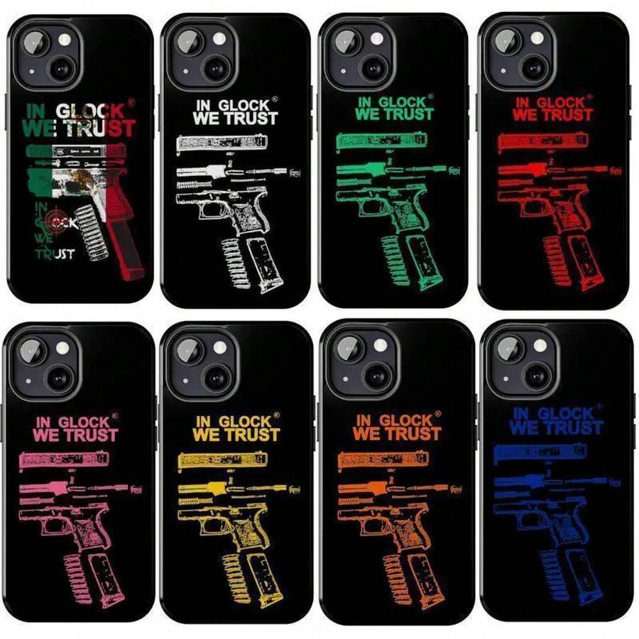 Funda para iPhone con collage "In  We Trust",  Mexicano Vintage para iPhone 17 16 15 14 13 12 11, Funda de diseño completo a color, Accesorios únicos, Protección. - Verde - Ver 1