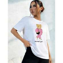 Camiseta con Letras Impresas Y Osos - Blanco - Ver 1