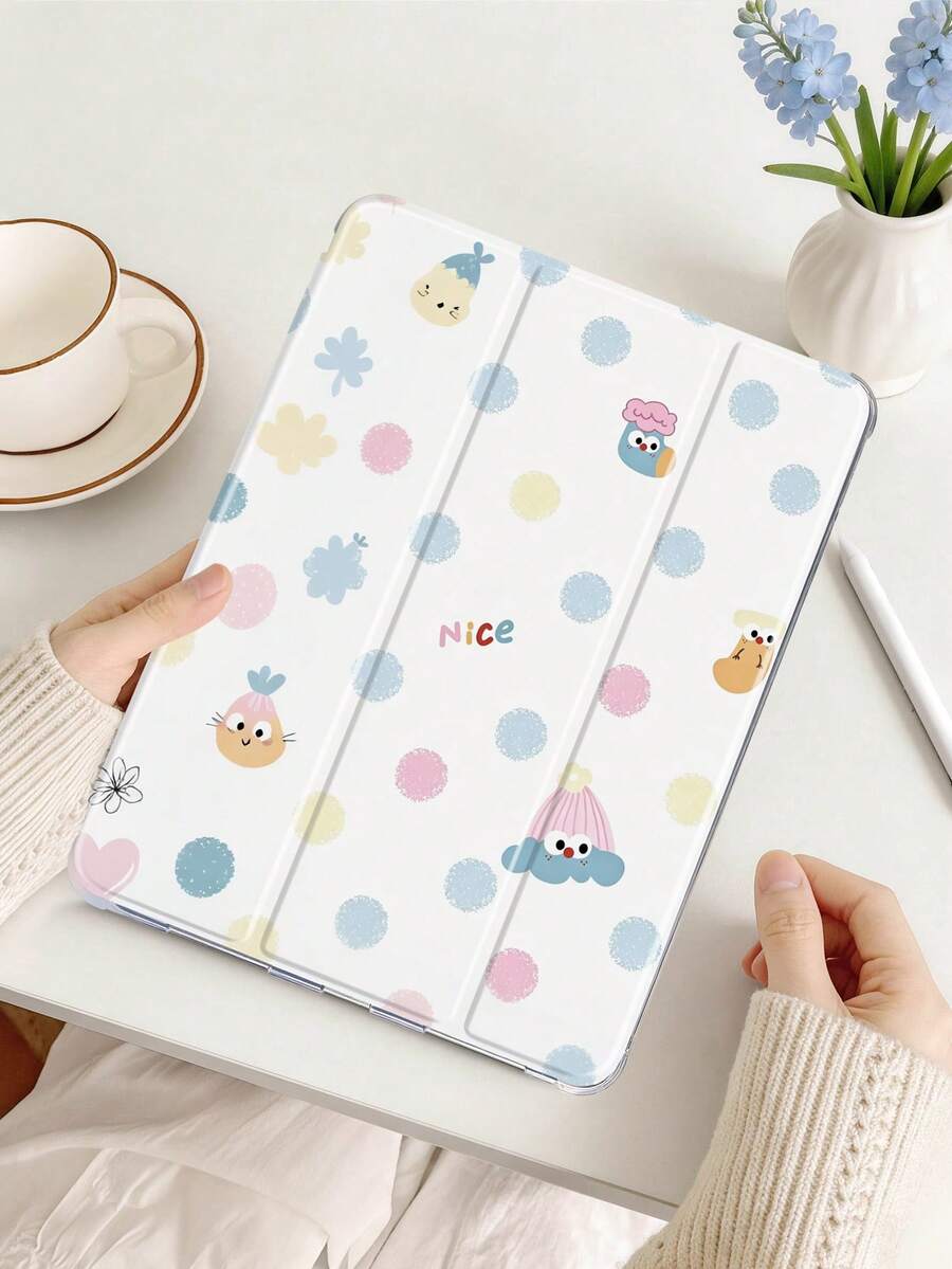1 件彩色波点字母彩绘平板电脑保护套,兼容 iPad Mini 4/5/6/7、Air、9.7/10.2/10.5、Air 4/5、Pro 11 英寸(第十代)、Air 第八代(11 英寸)2026、Galaxy Tab A8 10.5 英寸 2022,带笔槽、三折支架、TPU 软边保护、磁吸式睡眠/唤醒功能,时尚/创意/趣味/个性化/可爱设计 - 彩色 - 查看 1