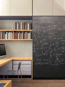 1 Roll Matte Black Self-Adhesive Removable Pure Black Easy-To-Apply Waterproof Blackboard Wallpaper For Wall Decoration And Renovation, Back To School - Black - View 6