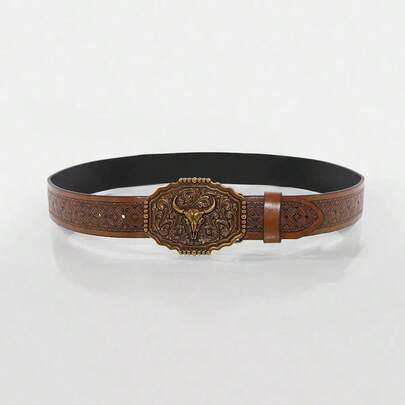 Punk Style Belt, Unisex Solid Color Bohemian Rock Fashion Waist Belt