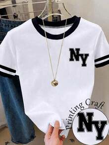 Camiseta de mujer de manga corta y cuello redondo con estampado de cerezas - Multicolor 3 - Ver 6