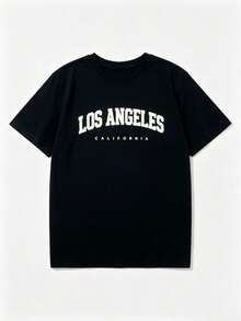 Single Garment, Not A 3-Piece Set. 1 Piece/Set Of Short-Sleeved T-Shirts Suitable For Streetwear. Oversized Round Neck Top For Daily Outings, Camping, Concerts, Hip-Hop, Rock, And Rap Events. Women's American Retro-Style Short-Sleeved T-Shirts With City Name Prints, Soft To The Touch, Comfortable And Versatile. Choose 1 Of 3 Models. Suitable For Holy Week And Easter. Viva Mexico! - 黑色 - 查看 2