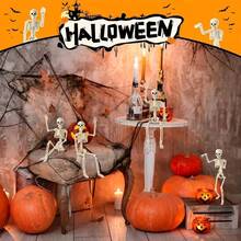 1 pièce Décoration de tête de squelette d'Halloween, tête de squelette en plastique à corps entier avec articulations réglables, petite tête de squelette suspendue, convient pour la décoration d'Halloween pour l'extérieur et l'intérieur, ornement suspendu pour maison hantée et cimetière - squelette d'Halloween - Voir 4