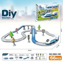 兒童電動軌道火車玩具,復古迷你小火車電動車玩具,新款兒童電動小火車含軌道高速火車DIY拼圖拼接雙層工程軌道音樂小火車 - 彩色 - 查看 7